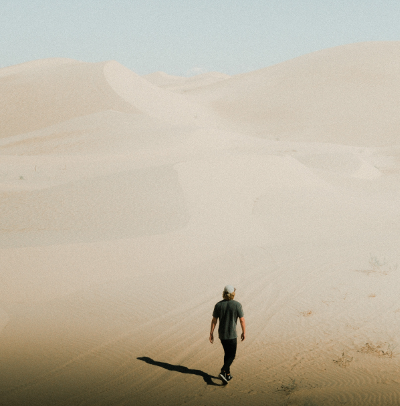 Man walking towards his aim