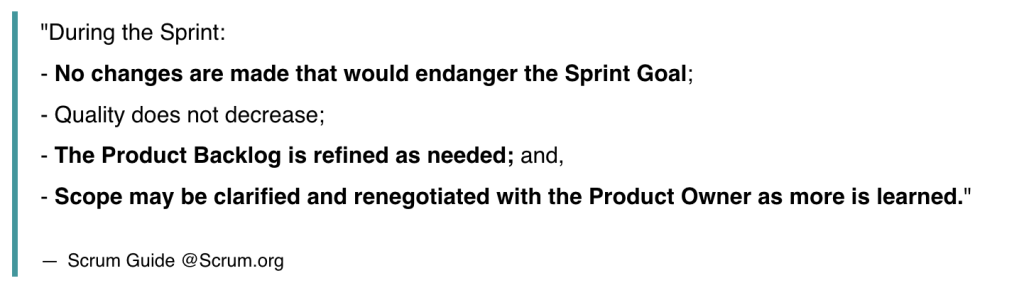 changes to the sprint backlog during sprint
