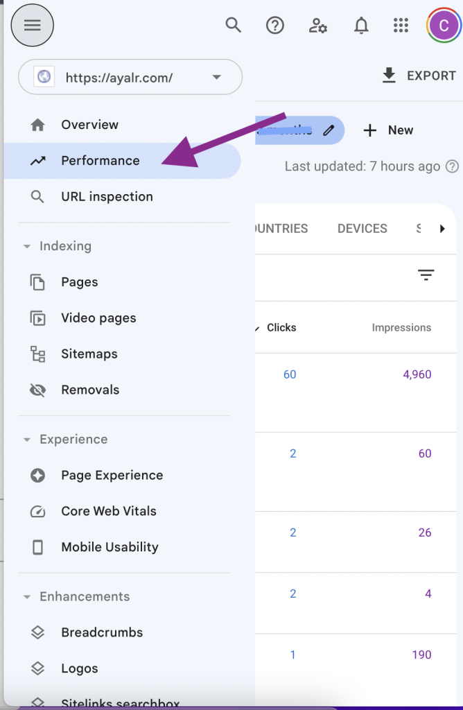 check ranking on google search console